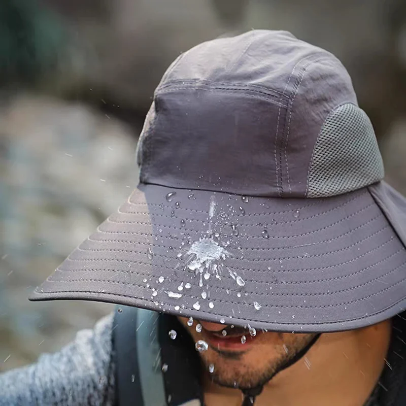 Outdoor Fisherman Hat Wide Brim Bucket Hat Neck Cover Men Summer Breathable Mesh Sun Protection Visor Anti UV Cap Unisex sun hats sun hat fisherman hat bucket hats sunscreen hats