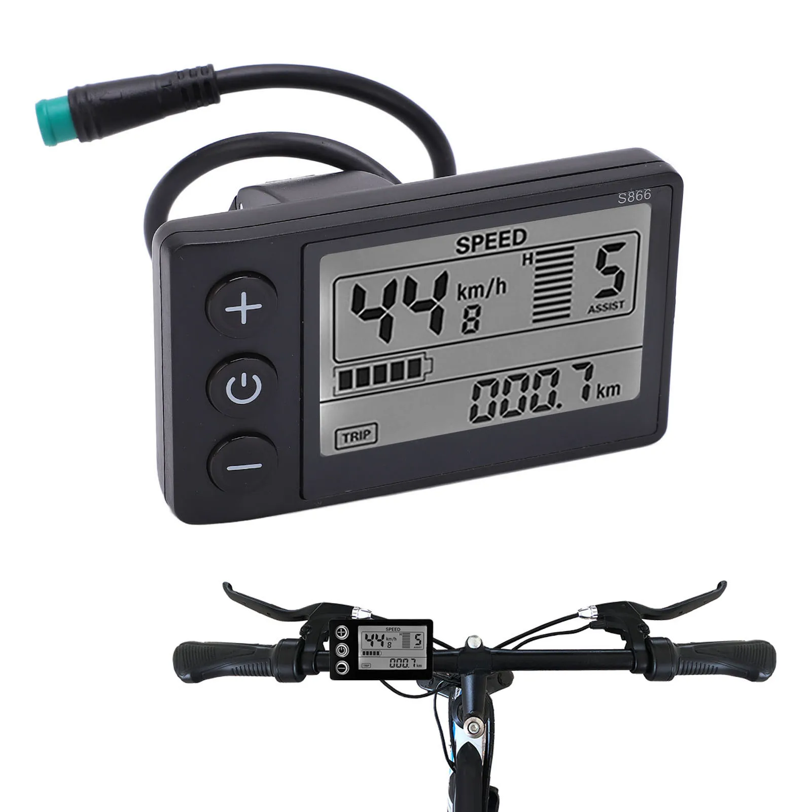 Electric Bike Display S866 Electric Bike LCD Display Meter 24V 36V 48V Control Panel Waterproof Plug