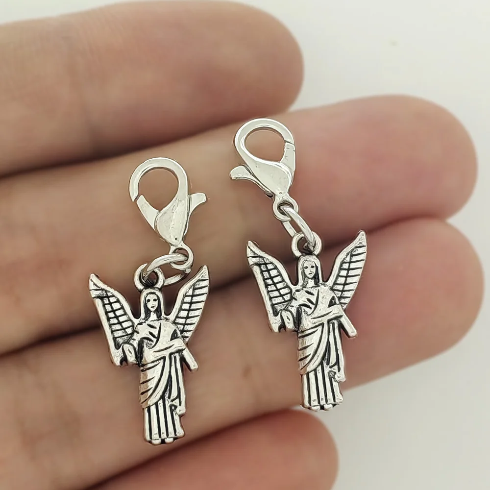 10 Stück Schutzengel-Schlüsselanhänger, 30 x 12 mm, mit Karabinerverschluss, Sentia Floating Charm-Anhänger für DIY-Schmuck, Taschen, Schlüsselanhänger, C335