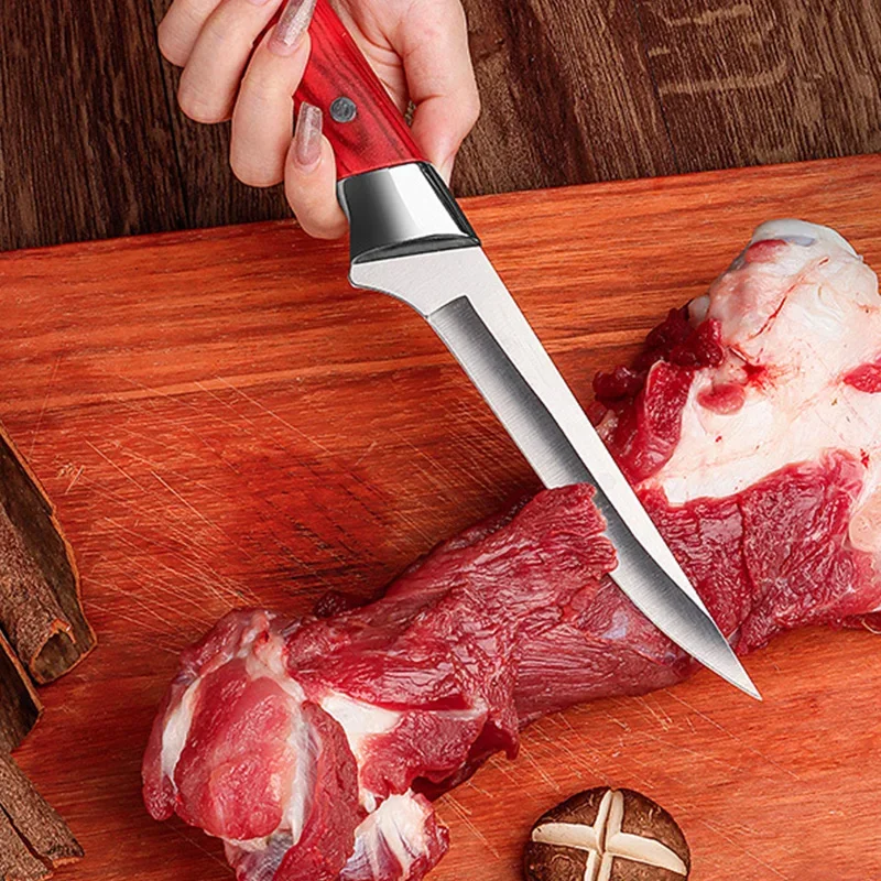 Edelstahl Ausbeinmesser Küchenmesser Hackmesser Fleisch Obst Fisch Utility Grillmesser Kunststoffgriff Chef Metzgermesser – Detail 6