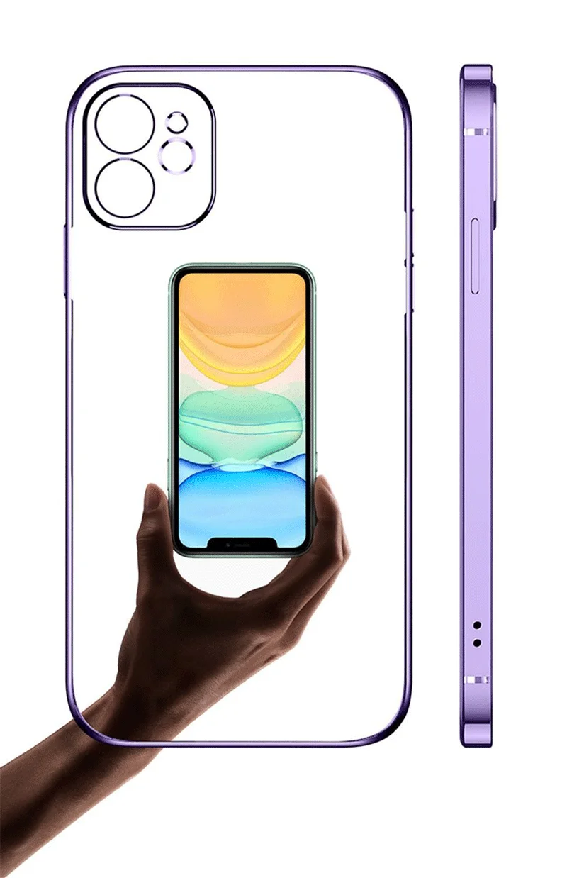 Enhanced Electroplated Transparent Silicone Shockproof Case - Anti-Drop Soft Cover