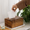 Walnut Wood Tissue Box Commercial Hotel Restaurant Paper Drawer Desktop Square Wooden Box Household Advertising Paper Drawer 4