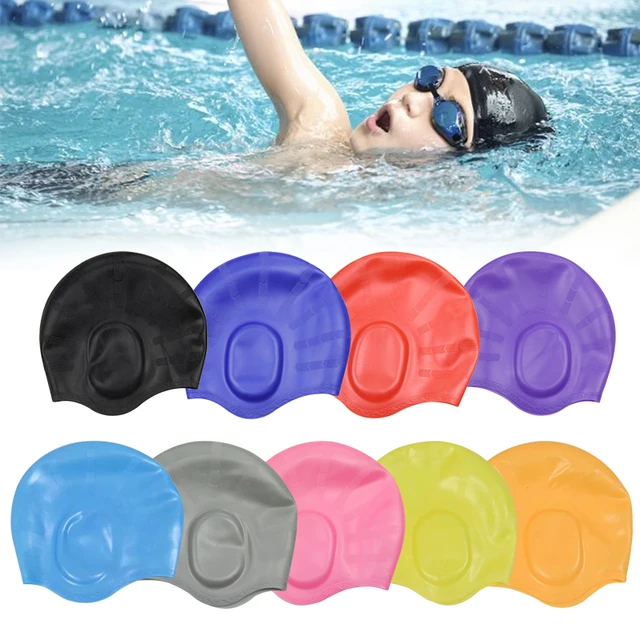 Flexible Silicone Gel Ear Bathing Swimming Cap Men Women Long Hair Sports  Waterproof Swim Pool Cap
