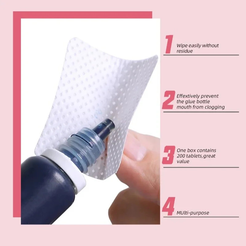 200PCS 일회용 리무버 목화 패드 물티슈 매니큐어 속눈썹 접착제 클리너 보푸라기없는 종이 패드 청소 용품