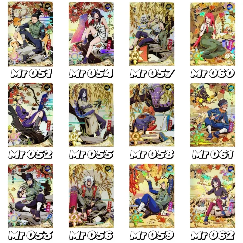 KAYOU 나루토 MR 카드 51-54 시리즈 카드 Uchiha Sasuke Hyuga Hinata Uchiha Itachi 애니메이션 캐릭터 컬렉션 카드 어린이 장난감 선물