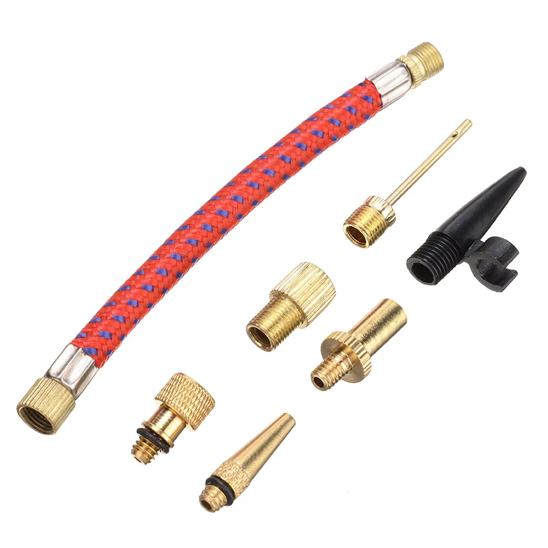 7pcssetBicycleAirPumpValveAdapterInflatorNozzlePipeKitFor