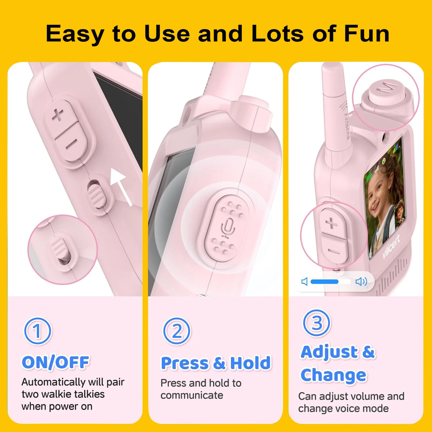 Talkies-walkies vidéo pour enfants avec écran HD, rechargeable par USB-C, interphone à un clic, gadgets technologiques pour enfants, cadeau
