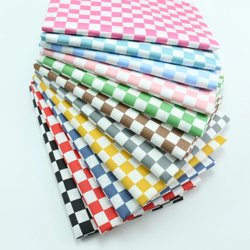 Large Cotton Twill Plaid Baby Patchwork Quilt Fabric in Vibrant Colors