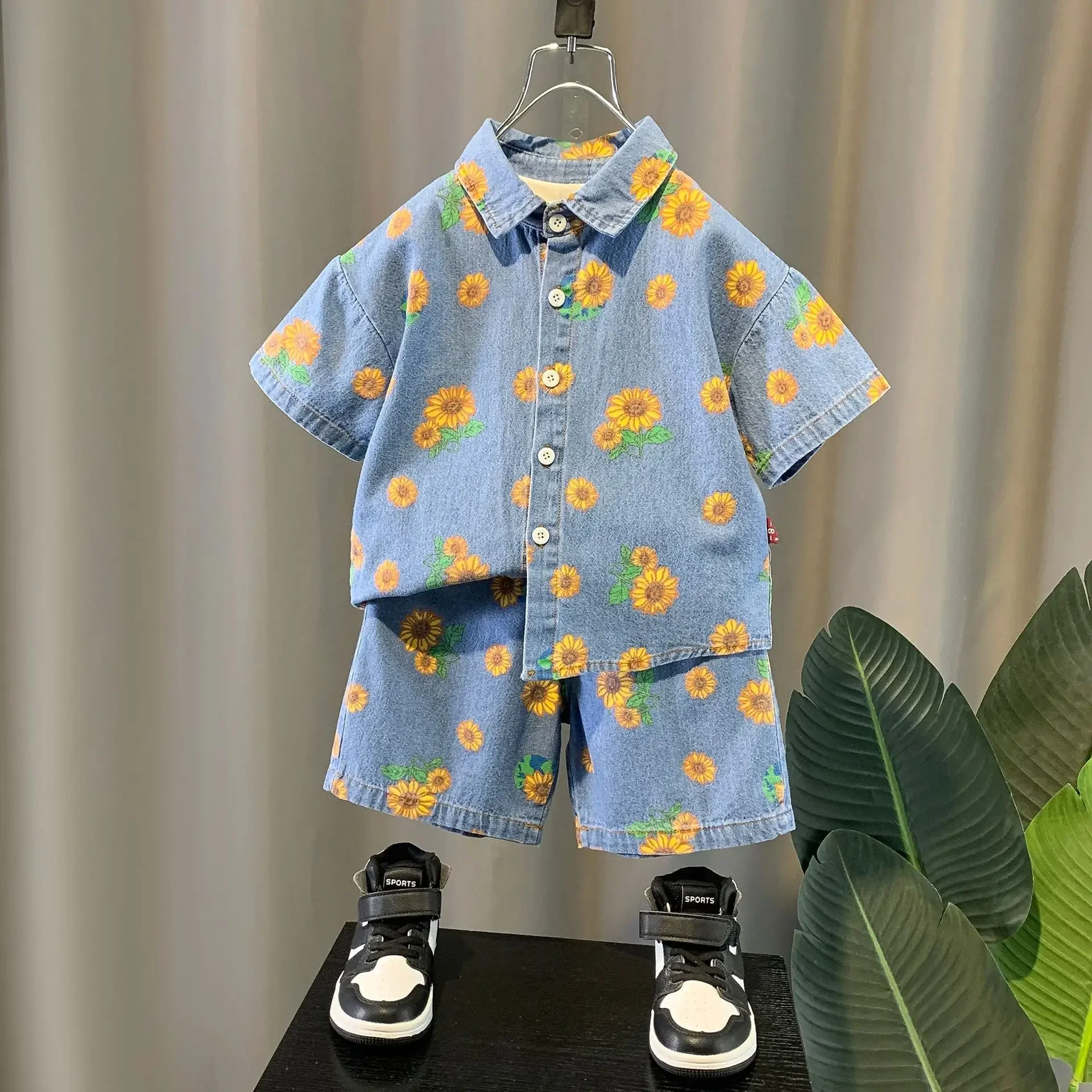 

Children Summer Fashion Clothes Denim Suit Kids Boy Girl Cartoon T-Shirt Shorts 2Pcs/set Baby Toddler Infant Sportswear 1-6Years