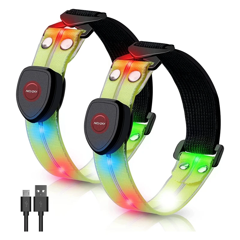 

2 Pcs Running Lights USB Rechargeable LED Armband,Night Safety Reflective Gear,For Cycling,Dog Hiking,Night Walking