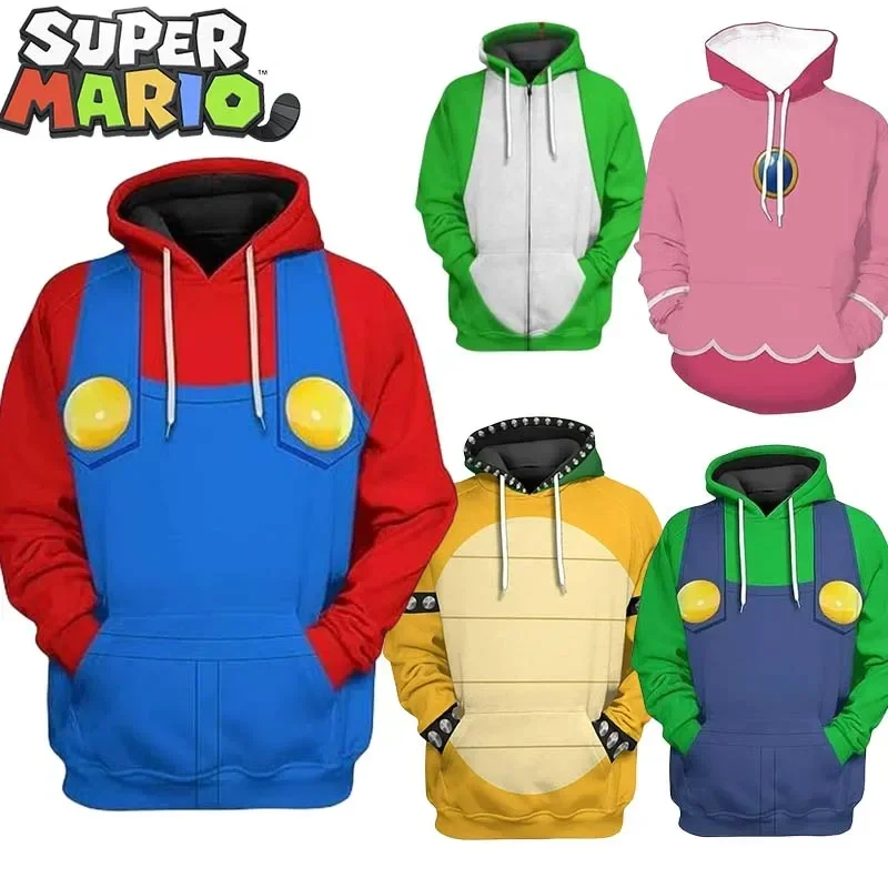 New Super Mario Bros Felpa Con Cappuccio Kawaii Yoshi Mario Bowser Felpa Con Cappuccio Primavera Autunno Adulto Cosplay Stampa 3D Vestiti Del Fumetto