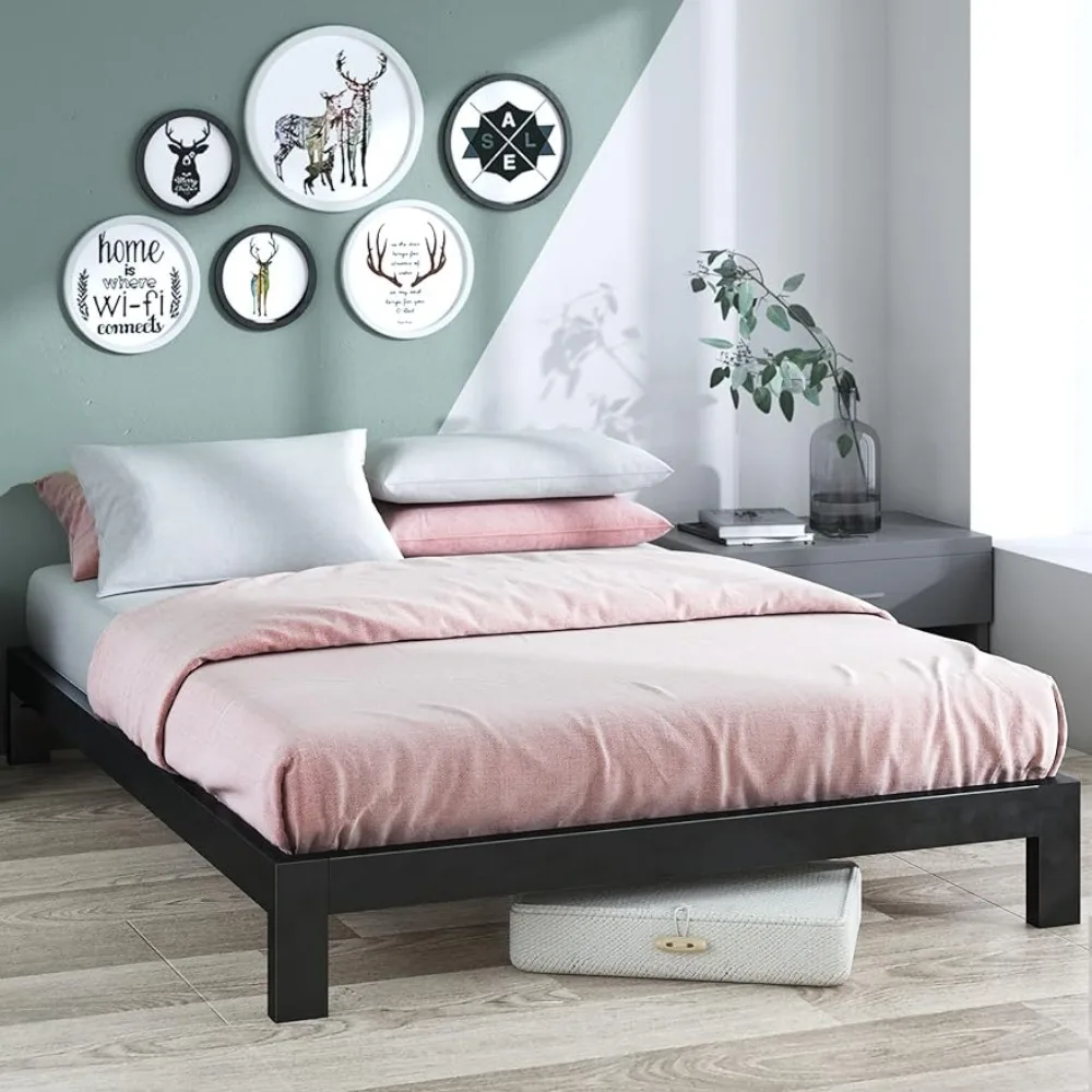 

ZINUS Arnav Metal Platform Bed Frame, Wood Slat Support, No Box Spring Needed, Easy Assembly, Black, Queen