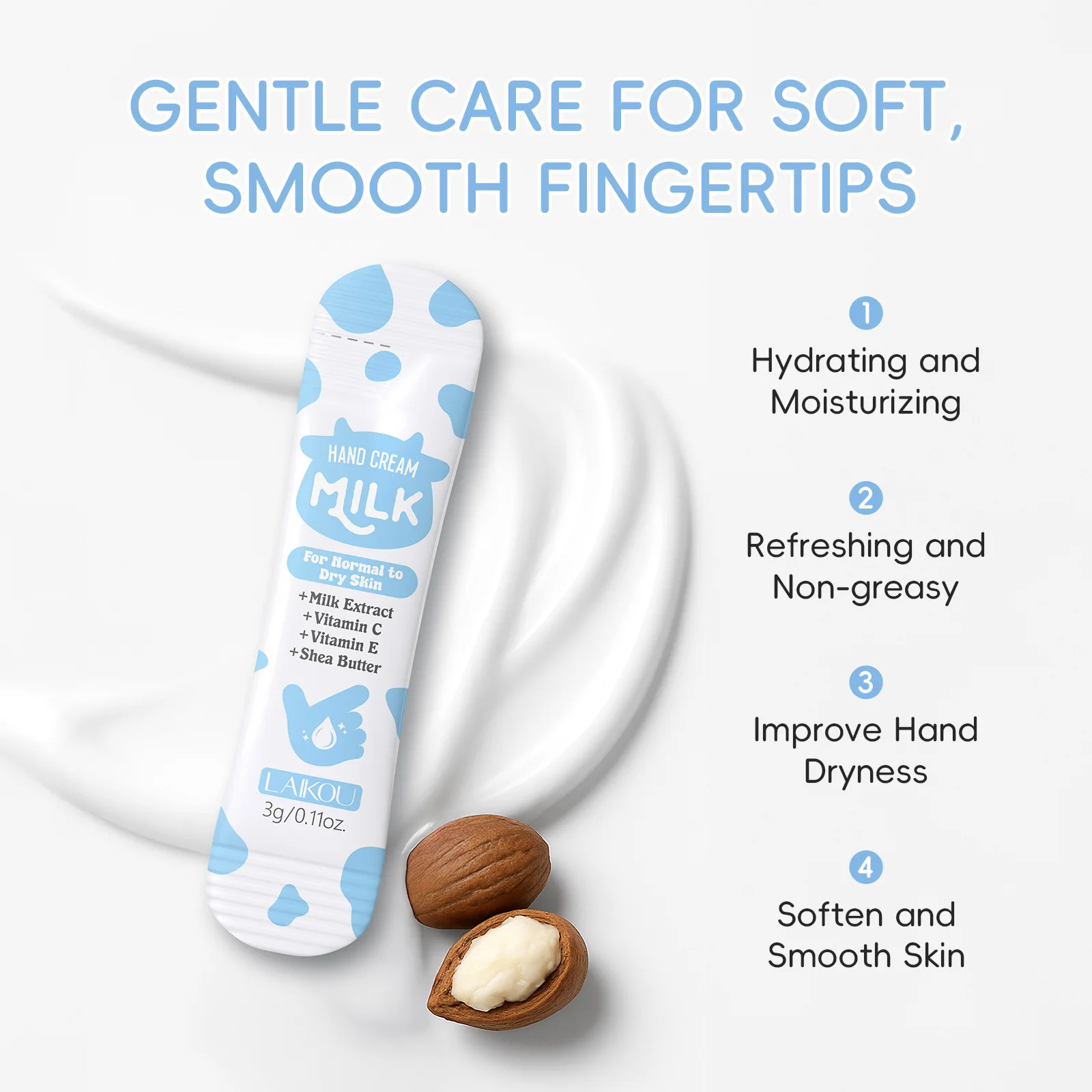 10pcs Milk Hand Cream Intensive Hydration Fast-Absorbing Smoothing Repair Dry Cracked Skin Vitamin C Enriched
