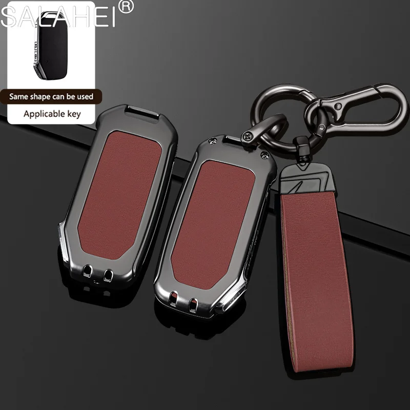 

For Kia Sportage Ceed Xceed Sports K5 Seltos 2019 2020 2022 2023 Zinc Alloy Leather Remote Key Full Case Car Holder Chain Cover