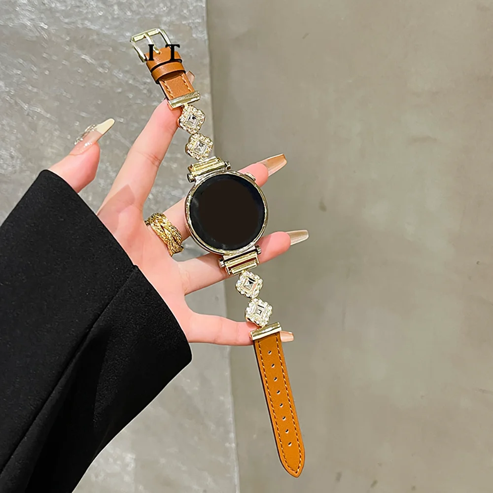 Luxury Rhomboid Diamond Leather Watch Strap