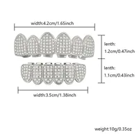 HipHop CZ Teeth Set For Unisex Top Bottom Mouth Gold Silver Color Teeth Tooth Cap Removable Dental Fashion Jewelry - Image 6