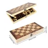 3 in 1 Chess Board Folding Wooden Portable Chess Game Board Wooden Chess Board for Adults(Chess + Checkers and Backgammon) 6
