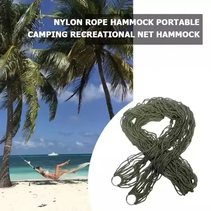 Garden Outdoor Thickened Nylon Rope Hammock Indoor Mesh Hammock Portable Simple Hammock Swing Chair 4
