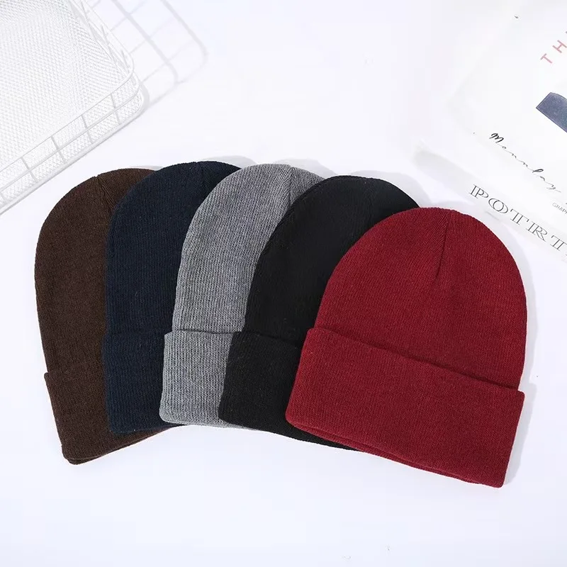 Woolen Winter Hat for Men and Women Solid Color
