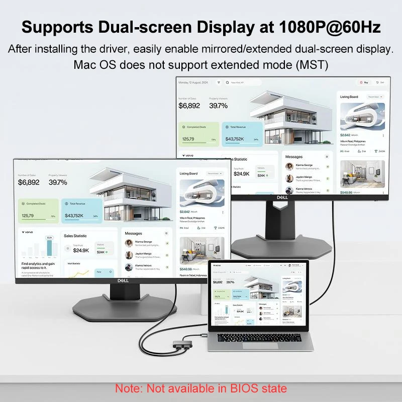 USB to Dual HDMI 1080P Adapter - High-Performance Display Expansion