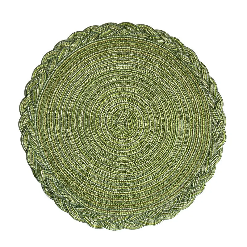 2PCS Woven Placemats Heat Insulation Mat Round Table Mats Dining Table Potholder Coaster Party Wedding Home Decoration Props