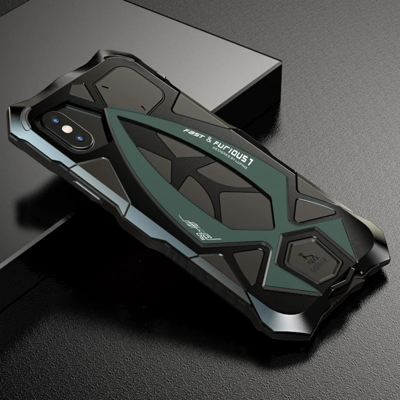 Shockproof Metal Shell Rugged Phone Case Armor Cover For iPhone 11 Pro XS Max X XR 7 8 Plus Military Grade Fundas Black Green