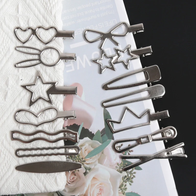 28Pcs/Set Fashion Metal Hair Clips Women Girls Y2K Duckbill Hairpin Personality Headwear Barrettes Hairclip Styling Accessories