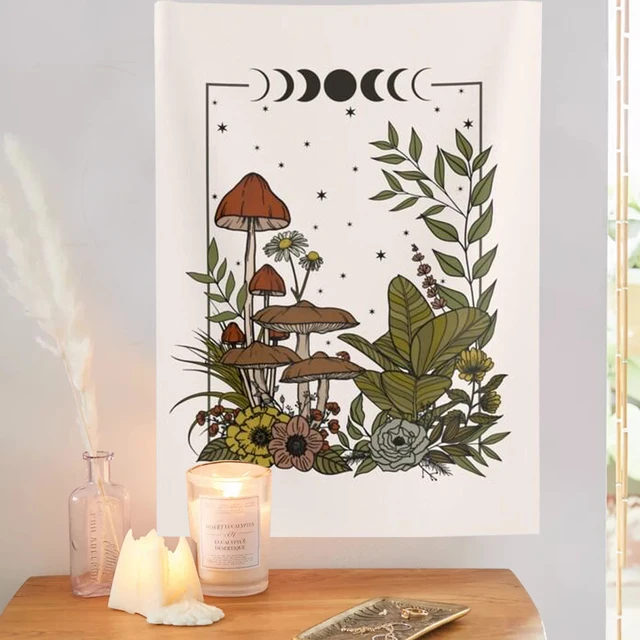 Gomba Gobelin Falfal Lógó Boho Fali Vintage Dekoráció Goblincore Természet Kárpit Boszorkány Gombák Fal Művészet - Image 2