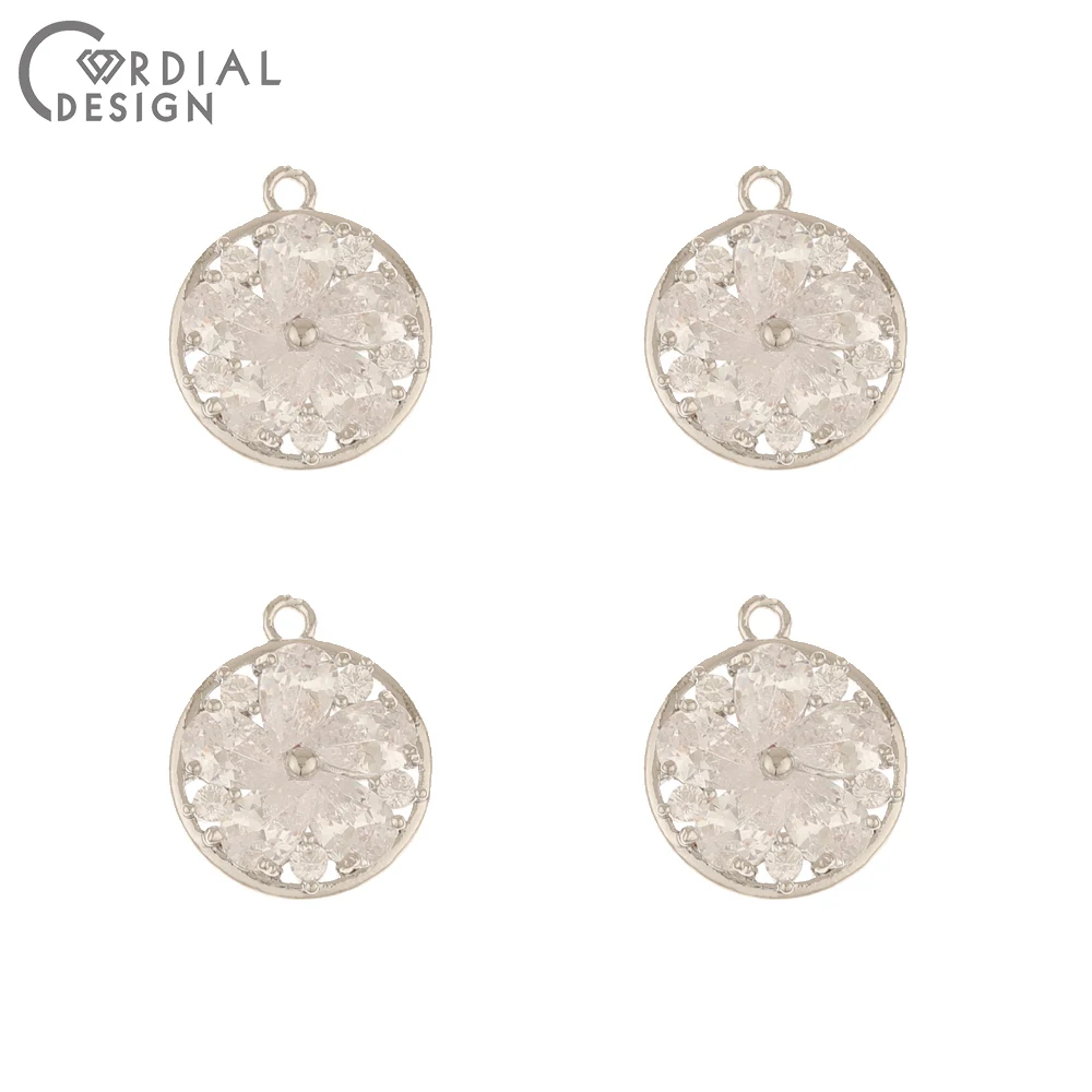 Cordial Design 50Pcs 14*17MM CZ Charms/DIY Earrings Making/Jewelry Accessories/Hand Made/Jewelry Findings & Components/Pendant - cordial