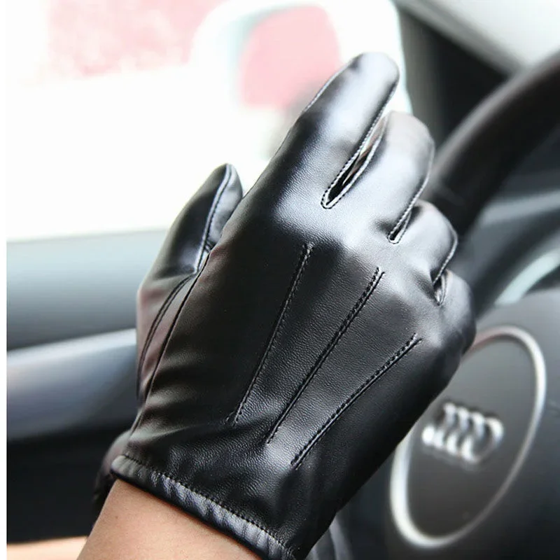 Men's Luxurious Winter Autumn Driving Keep Warm Gloves Cashmere Tactical Gloves Leather Black Outdoor Sports tactical