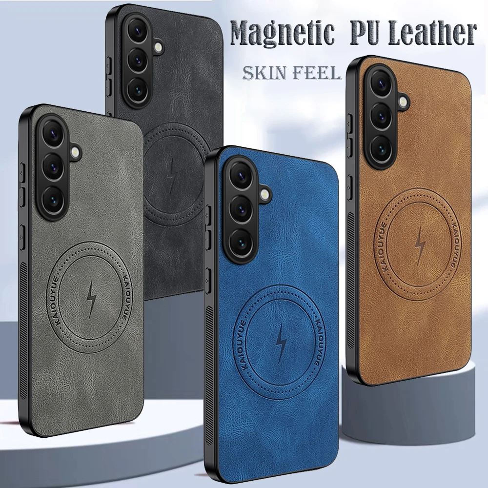 Premium PU Leather Magnetic Shockproof Phone Case with Matte Finish