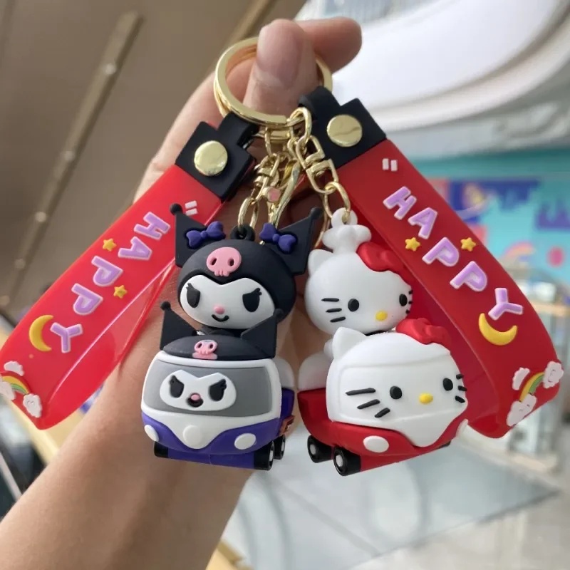 

Sanrio Cute Hello Kitty My Melody Drive Key Chain Kawaii Anime Kuromi Cinnamoroll Cartoon Schoolbag Small Pendant Girls Gifts