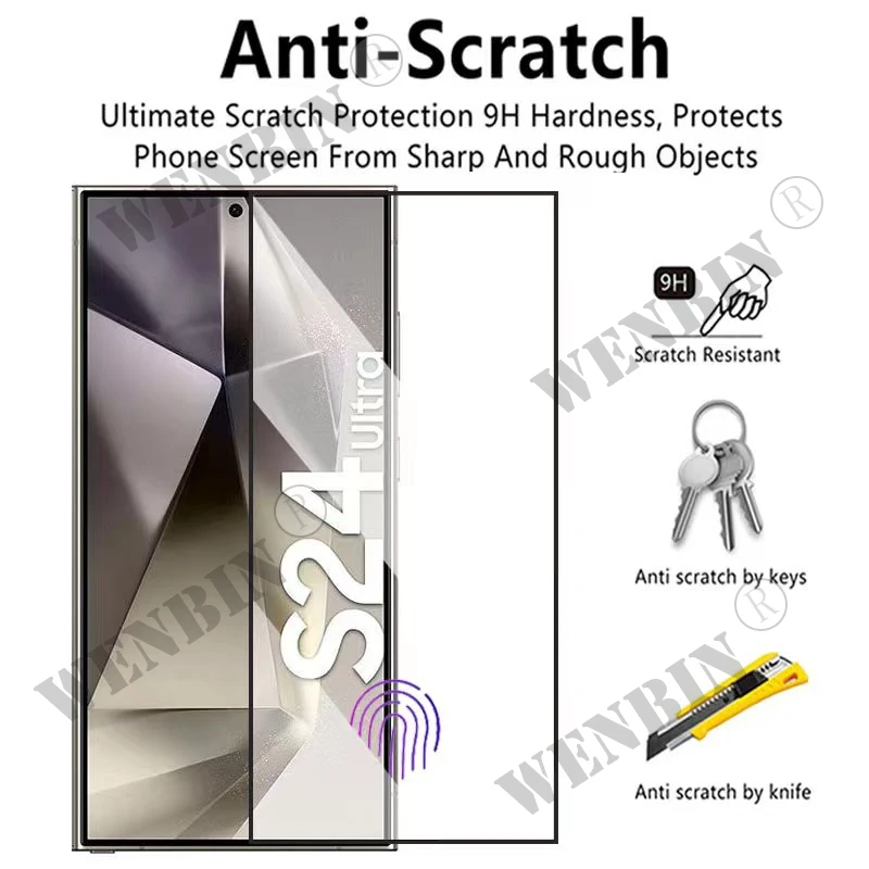 4 in 1 For Samsung S24 S23 S22 S21 Ultra Plus FE A15 A14 A25 A34 9HD Screen Protector Full Protective Glass+lens protector
