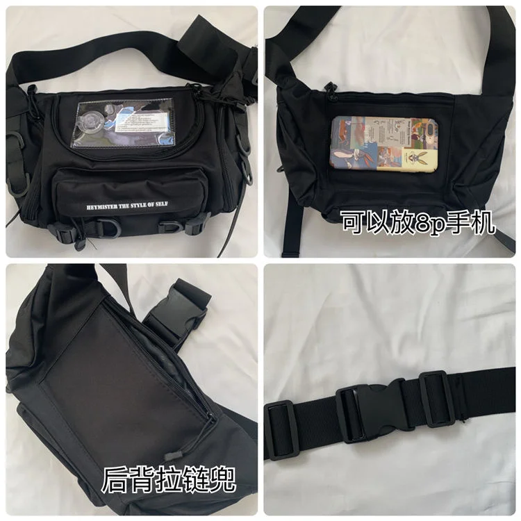 harajuku techwear sling saco de lona gótico sacos crossbody para as mulheres bolsa bolsas bolsas feminina ombro feminino