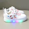 LED Kids Shoes for Girls Cute Cartoon Hello Kitty Shoes Baby Girl Kawaii Canvas Shoes Soft Bottom Sneakers Casual Shoes 6