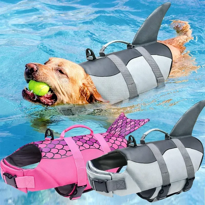 SharkDogLifeJacketEnhancedBuoyancySmallDogsSwimmingClothesSafetyVestwithHandleforMediumLargeDogSurfingCostume-AliExpress