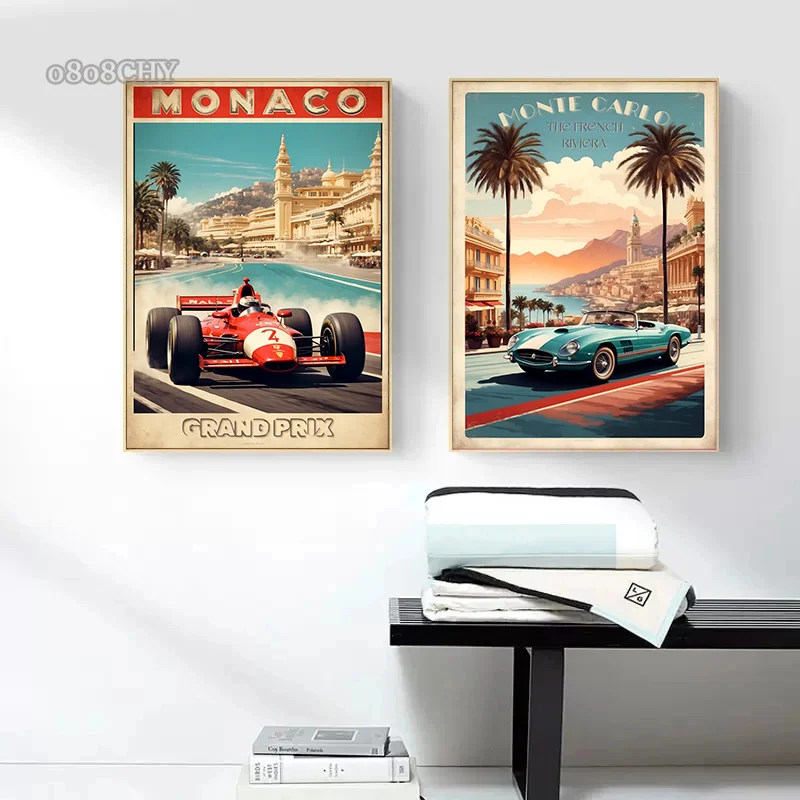Vintage Racing Poster Collection - Retro Motorsport Wall Art Canvas