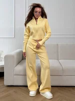 סט מכנסיים סריגה עם רוכסן לנשים מבית Wolfeel לעונת הסתיו והחורף, מכנסי קרדיגן צמודים ומגניבים לטיולים ולספורט 2