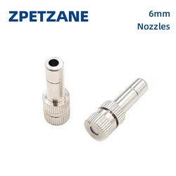 5pcs 6mm Low Pressure Nozzles 0.2~0.8mm Fine Atomization Brass Misting Sprayers Irrigation Disinfection Cooling Fog