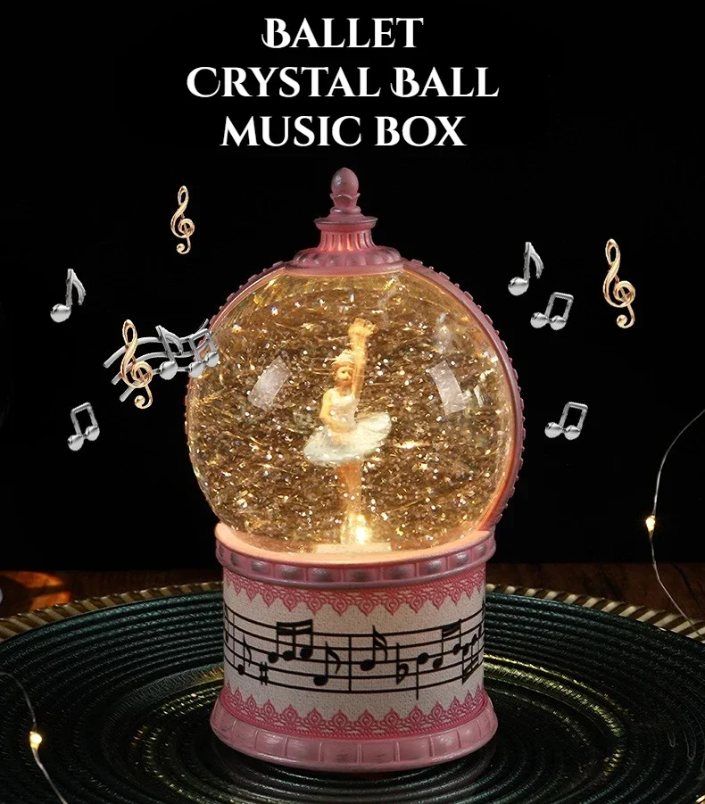 VOSAREA Crystal Ball Music Box Musical Crystal Globe Elk Snow Globe Crystal Snow Water Ball Wonderland Snow Globe Christmas Snow Globe Girl Gift Glass : VOSAREA Crystal Globe Music Box Resin Crystal Balls