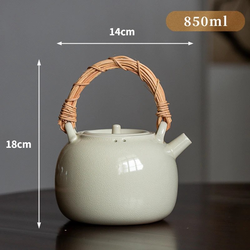 White earthenware clay with wooden lid and side handles to boil flower  teapot charcoal electric stovetop burner kettle - AliExpress