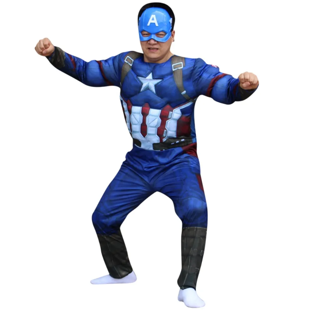 3pcs/Sets Anime Superhero Captain America Iron Man Hulk Spider Game Cosplay Costume Halloween Adult Kids Carnival Party