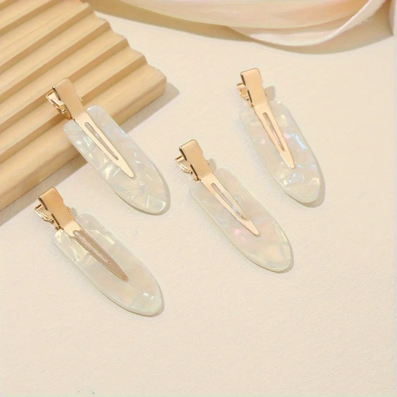4pcs/set Non-slip Hair Barrettes for Women, Seamless Hairpins and Makeup Clips, Elegant Oval Acetic Acid Hair Clips Set