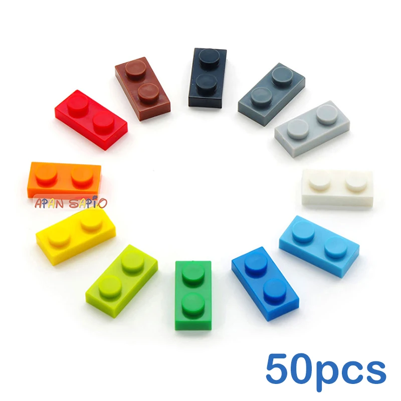 Building Blocks 50pcs/lot DIY Blocks Building Bricks Thin 1X2 Educational Assemblage Construction Toys for Children Compatible With Brand