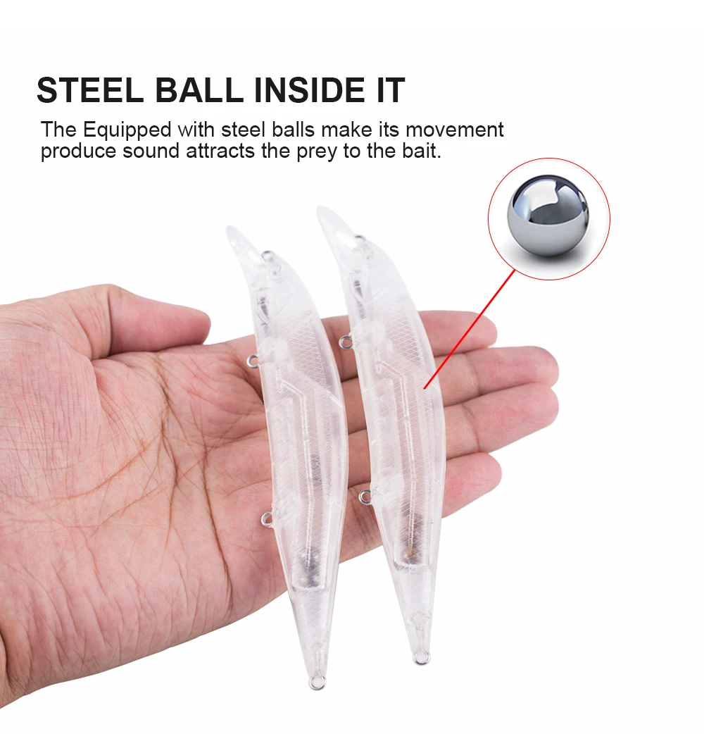 Hanlin 13,5 stücke 14,5 cm g Rohlinge Minnow transparent schwimmende Angel köder Forelle Hartplastik Körper Jerkbait unbemalt Tackle – Detail 5