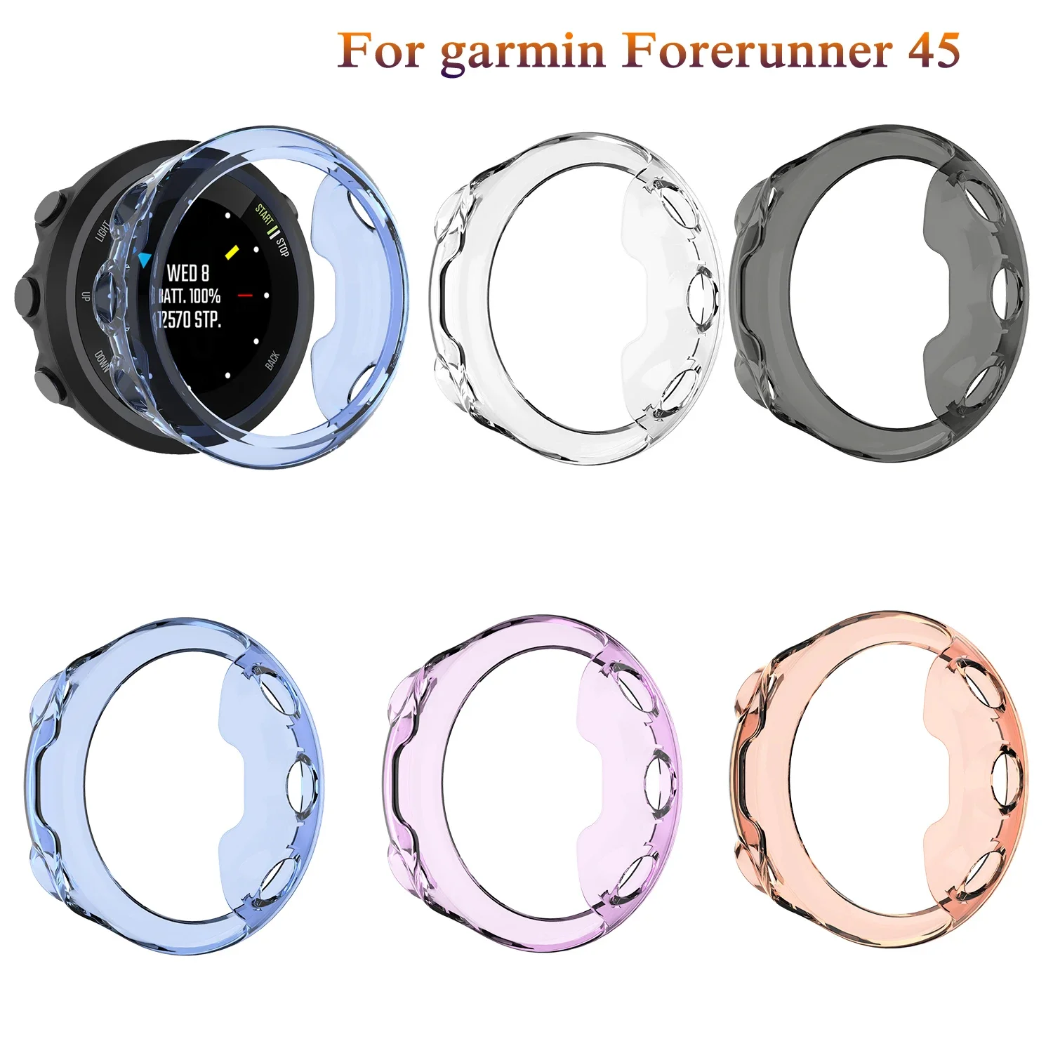 

TPU Case Clear Protective Film Guard For Garmin Forerunner 45 45S new fashion Watch Full Screen Protector Cover Wristband Bumper