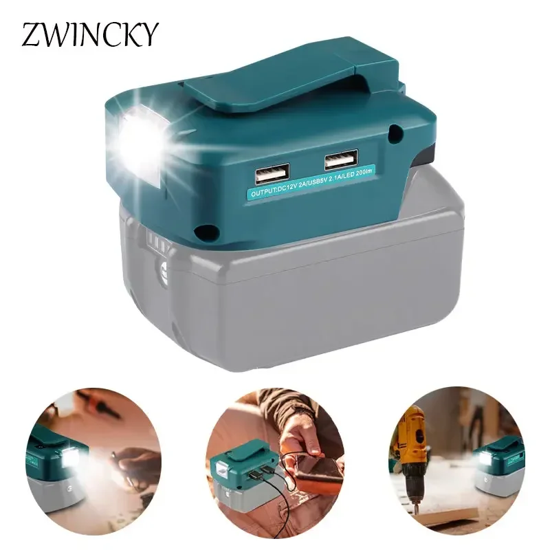 듀얼 USB 충전기 어댑터 컨버터 전원, 마키타 18V BL1815 BL1830 BL1840 배터리, LED 작업등 포함, ADP05, 1 개, 2 개