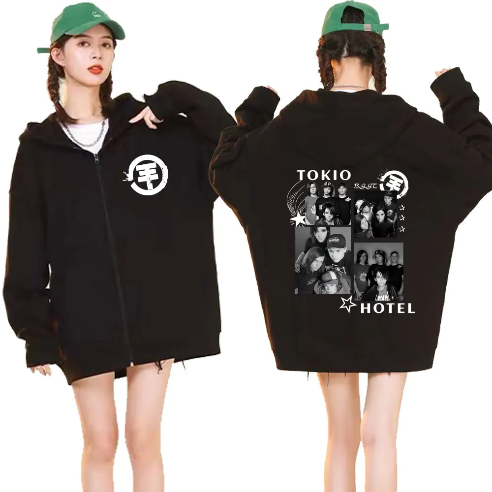 Punk Rock Band Tokio Hotel jenseits der Welttournee Reiß verschluss Hoodie Männer Frauen Fleece Reiß verschluss Sweatshirt übergroße Jacke Pullover