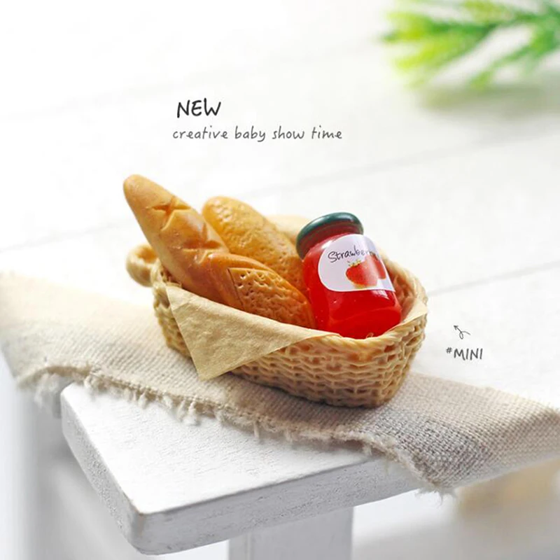 

1Pc 1:12 Food Toy Jam Toast Basket Accessories DollsHouse Miniature Accessories