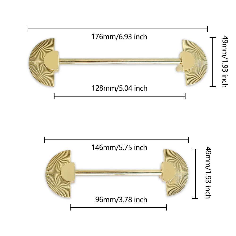 Scalloped Latão Cabinet Door Handles, Gold Sunburst